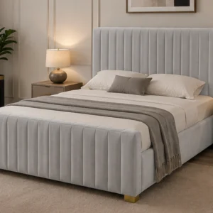 Lit Velours 140x190 cm – Confort Optimal, Design Moderne & Finition Luxe