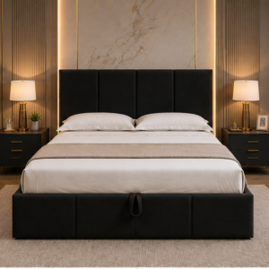 Lit Coffre 140x190 cm Haut de Gamme – Sommier Relevable, Grand Coffre et Style Élégant pour Chambre Moderne