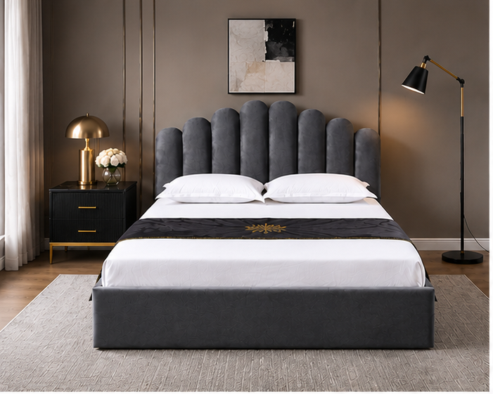 Lit Coffre 140x190 cm – Lit Double Moderne avec Sommier Coffre Relevable