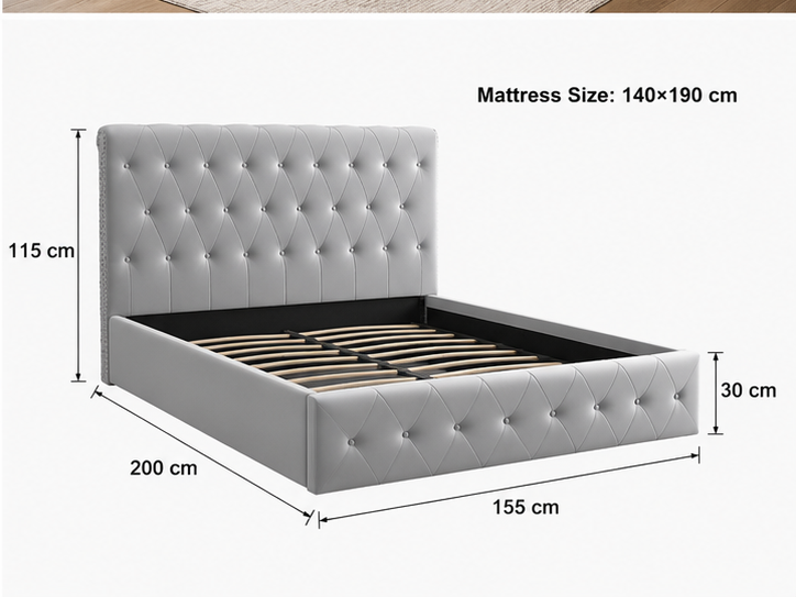 Lit Coffre 140x190 cm – Lit Double Design avec Sommier Relevable et Rangement Caché – Image 5