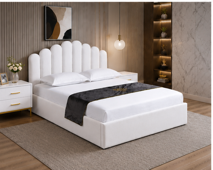 Lit Coffre 140x190 cm – Cadre de Lit Double en Tissu avec Grand Espace de Stockage – Image 5