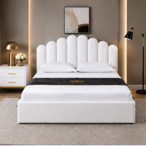 Lit Coffre 140x190 cm – Cadre de Lit Double en Tissu avec Grand Espace de Stockage