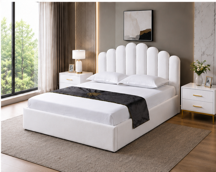 Lit Coffre 140x190 cm – Cadre de Lit Double en Tissu avec Grand Espace de Stockage – Image 2
