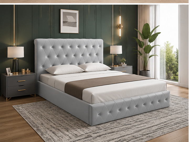 Lit Coffre 140x190 cm – Lit Double Design avec Sommier Relevable et Rangement Caché – Image 2