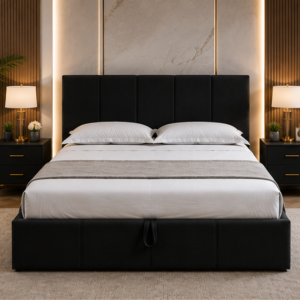Lit Coffre 160x200 cm Haut de Gamme – Sommier Relevable, Grand Coffre et Style Élégant pour Chambre Moderne