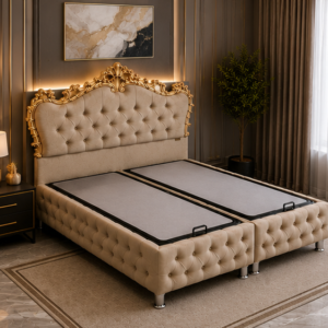 Lit Coffre Victoria 160x200 – Lit Double Élégant avec Coffre Intégré - Lit Coffre Victoria – lit Coffre 160x200 cm | Gris, Beige, Noir ou Rose