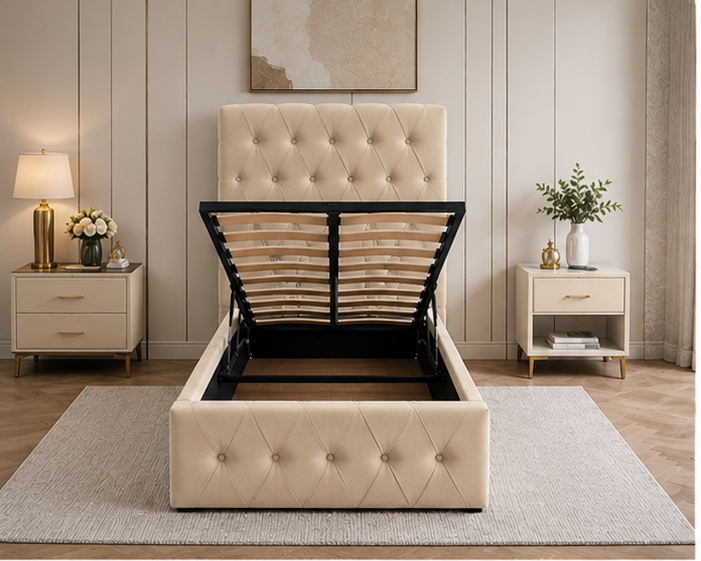 Lit Coffre 90x190 cm – Lit 1 Personne avec Coffre de Stockage - Lit Coffre 90x190cm