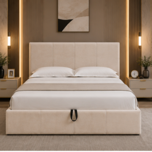 Lit Coffre 140x190 cm avec Grand Espace de Rangement – Élégance, Robustesse et Confort Exceptionnel
