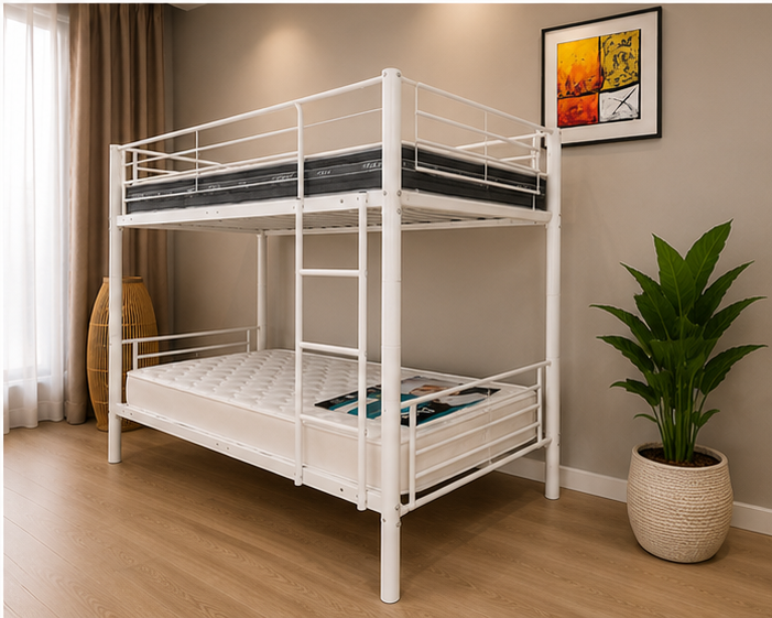Lit Superposé en Métal 90x190 + 90x190 cm - Lit Superposé 1+1 en Métal – Lit Superposé Moderne 90x190 cm - lit Superposé 2 Places