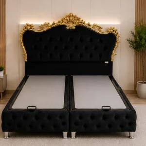 Lit Coffre Victoria – Lit 2 Places avec Coffre - lit 140x190 cm - lit coffre 140x190cm - Lit Coffre Victoria – Lit avec Rangement en Velours