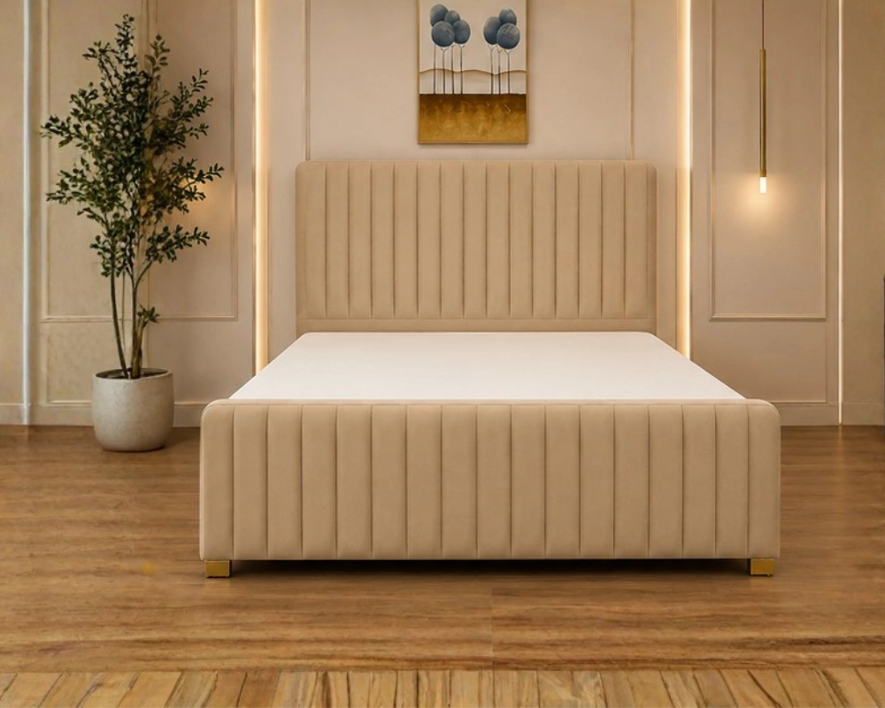 Lit Double 140x190 cm VIP – Tête de Lit Rembourrée, Style Moderne & Qualité Supérieure