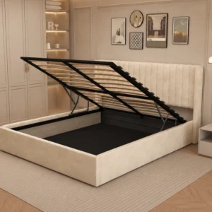 Lit 140x190 cm Premium – Tête de Lit Verticale Capitonnée & Design Scandinave