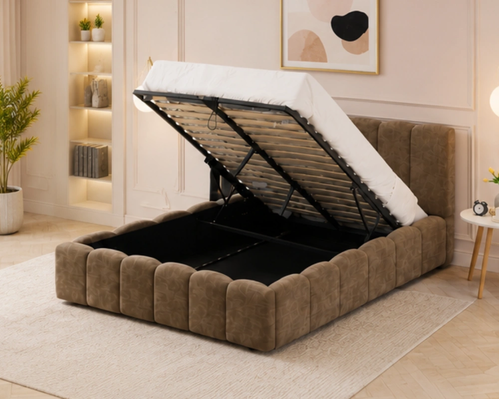 Lit Coffre Moderne en Velours avec Grand Espace de Rangement - Lit Coffre 140x190cm - Lit Double – Image 2