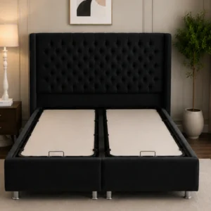 Lit King Size 180x200 cm avec Coffre – Velours Beige, Design Luxe - Lit Coffre 180x200cm