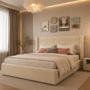 Lit Queen Beige 160x200 cm – Mobilier Haut de Gamme & Confort Supérieur