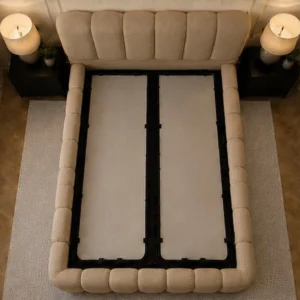 Lit Double 140x190 cm avec Coffre – Velours Blanc, Style Moderne & Confort Haut de Gamme