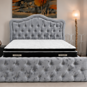 Cadre de Lit 140x190 cm avec Sommier Tapissier en Velours - Lit Sommier 140x190cm