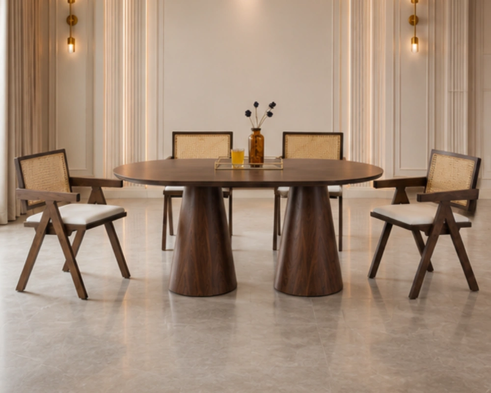 Ensemble Table Familiale avec 4 Chaises - Table à Manger Moderne et Raffinée