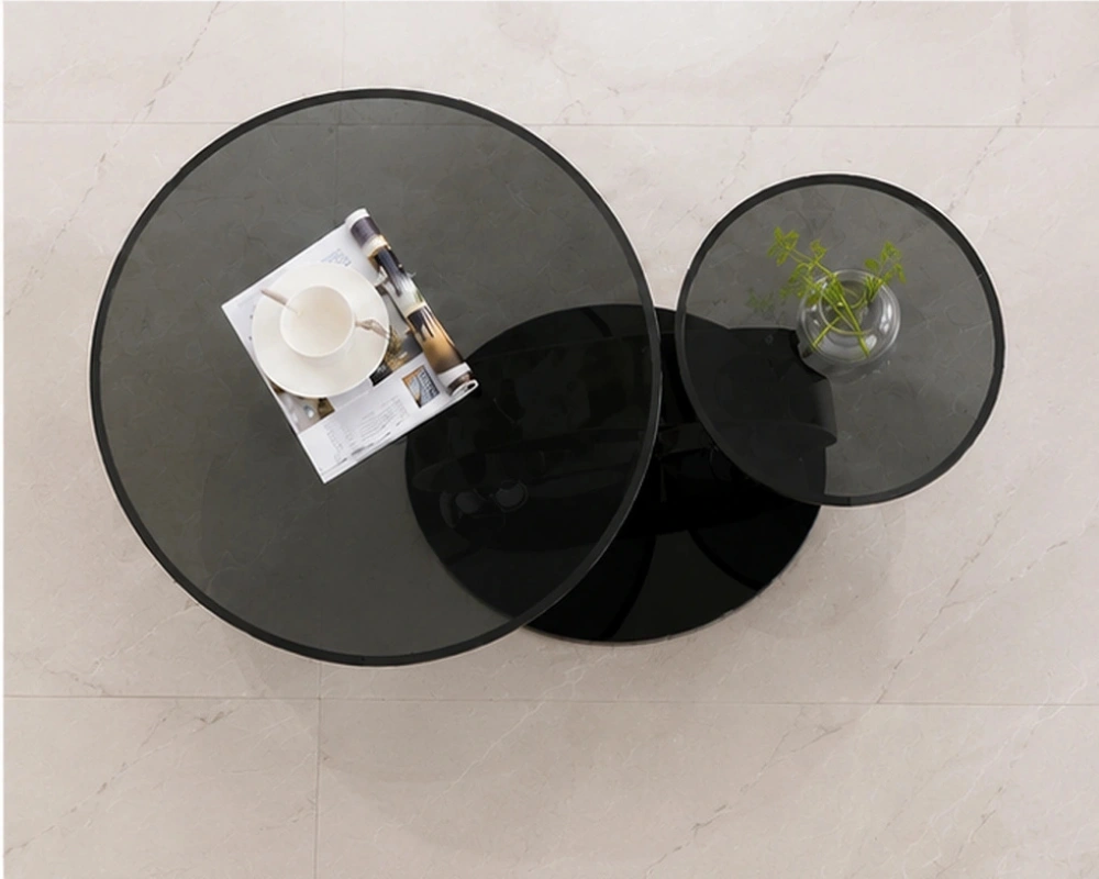 Table Basse Style Luxe - Table Basse avec Pieds Chromés - Table Basse Ronde Élégante – Image 2