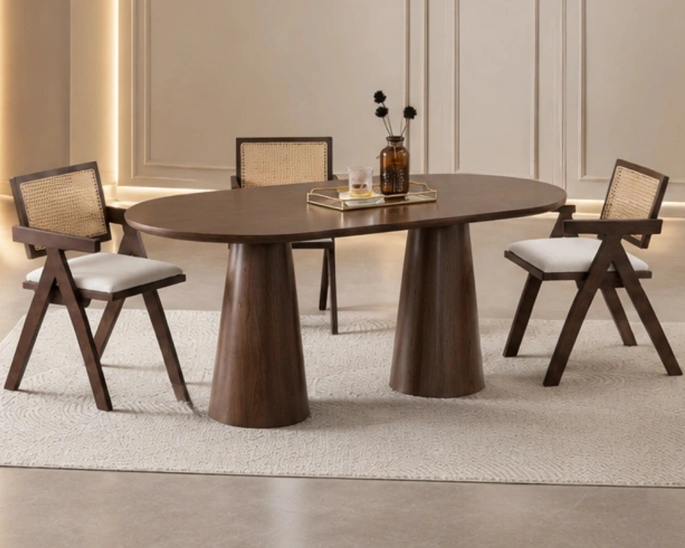 Table de Repas Élégante avec 4 Chaises - Ensemble Mobilier Salle à Manger Design