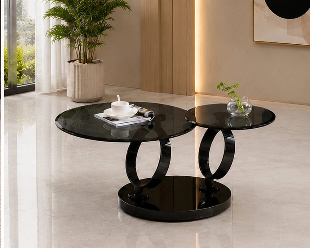 Table Basse Style Luxe - Table Basse avec Pieds Chromés - Table Basse Ronde Élégante – Image 5