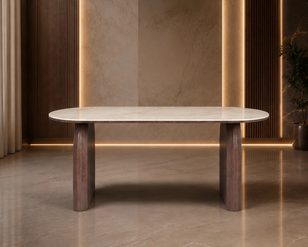 Table à Manger Moderne avec Plateau Effet Marbre – Design Élégant – Image 5