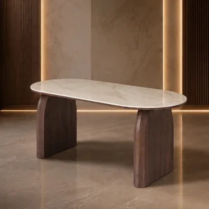 Table à Manger Moderne avec Plateau Effet Marbre – Design Élégant