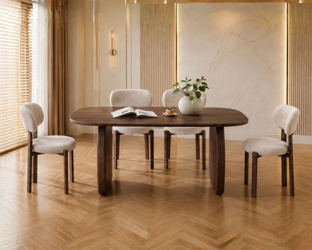 Ensemble Table et 6 Chaises Rembourrées - Mobilier Repas Élégant et Contemporain