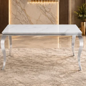 Table à Manger Rectangulaire Effet Marbre – Design Élégant