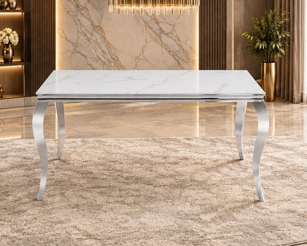 Table à Manger Rectangulaire Effet Marbre – Design Élégant