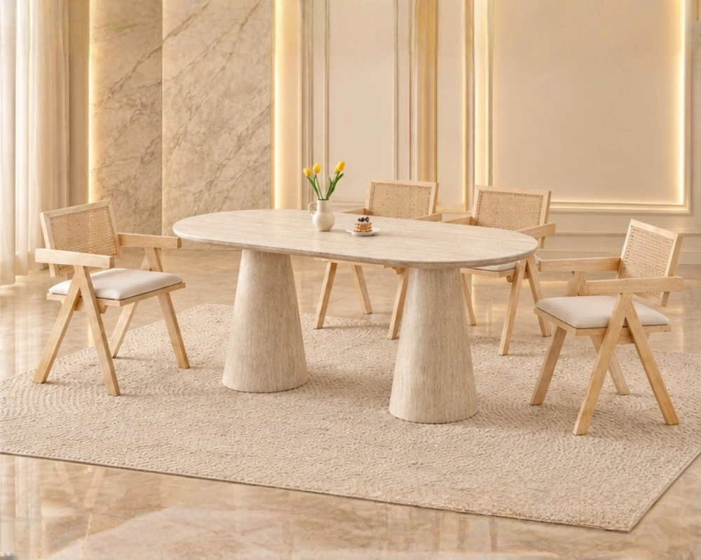 Table de Repas avec 4 Chaises Confortables - Ensemble Salle à Manger Raffiné