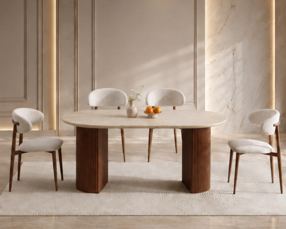 Table à Manger avec 4 Chaises Modernes - Ensemble Repas Élégant pour la Maison