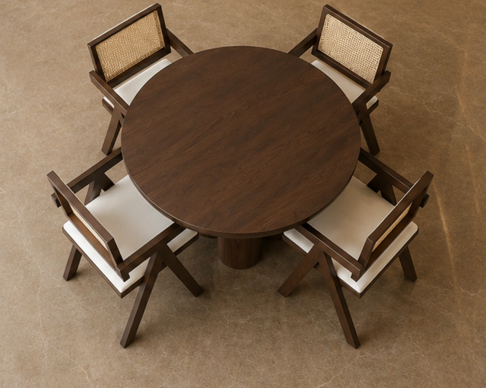 Table Contemporaine avec 4 Chaises - Ensemble Repas Confortable et Moderne