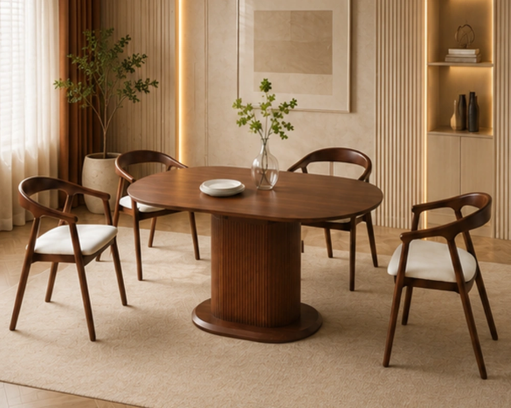 Table à Manger avec 4 Chaises Élégantes - Ensemble Repas Complet et Contemporain