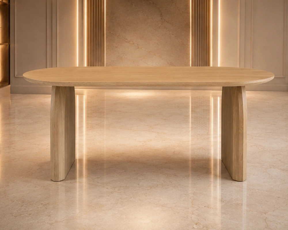 Table à Manger Design – Plateau Ovale et Pieds en Bois
