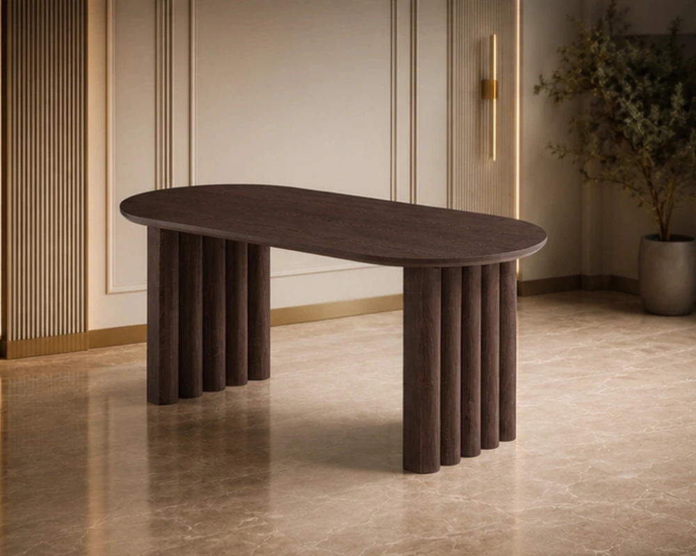 Table à Manger Ovale en Bois – Design Moderne et Élégant