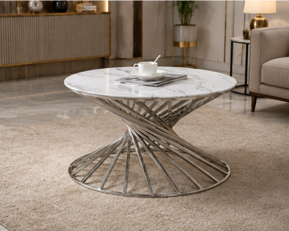 Table Basse de Salon au Style Élégant - Table Basse Moderne - Table Basse Design avec Finition Marbre