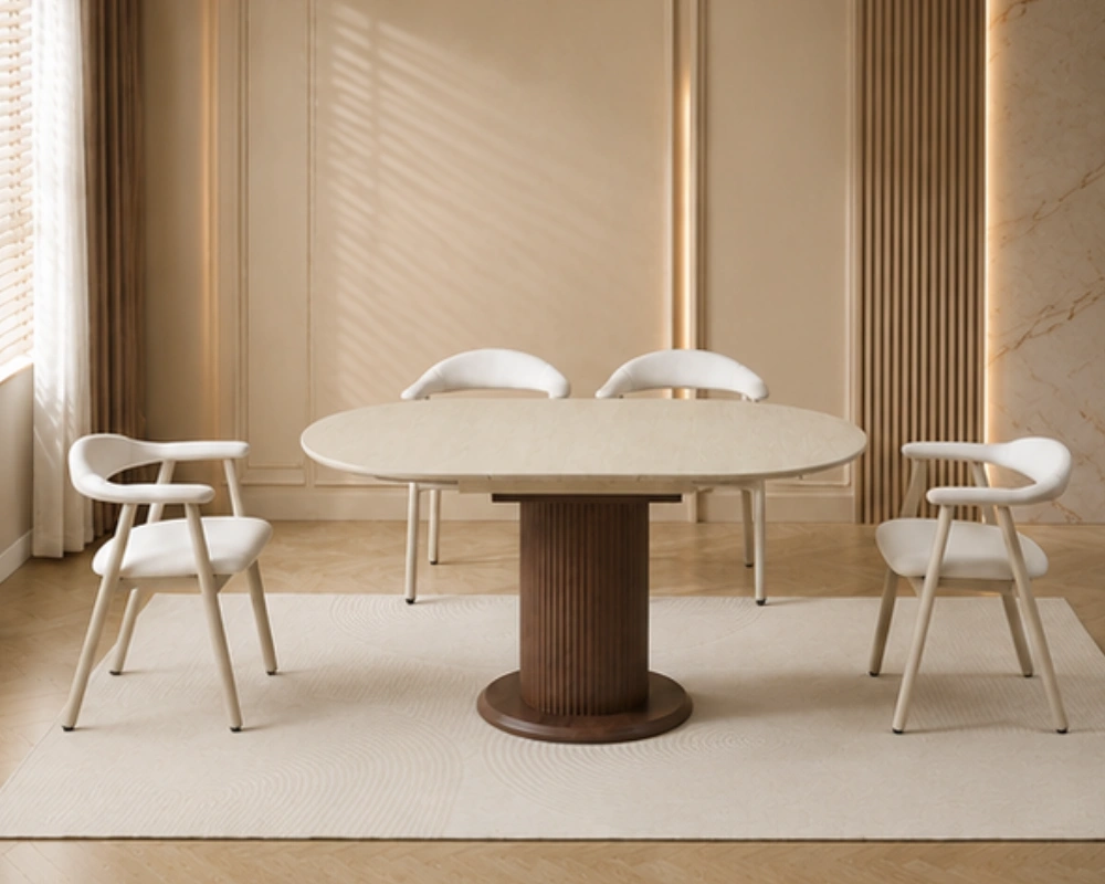 Table Familiale avec 4 Chaises Rembourrées - Ensemble Salle à Manger Contemporain – Image 2