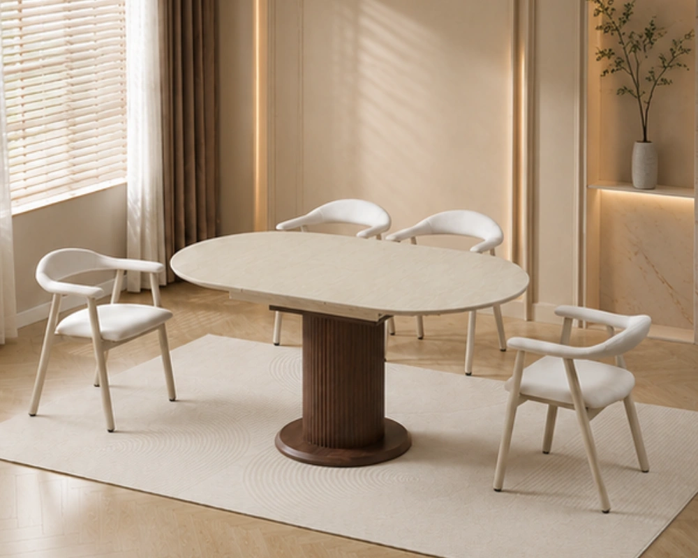 Table Familiale avec 4 Chaises Rembourrées - Ensemble Salle à Manger Contemporain – Image 5