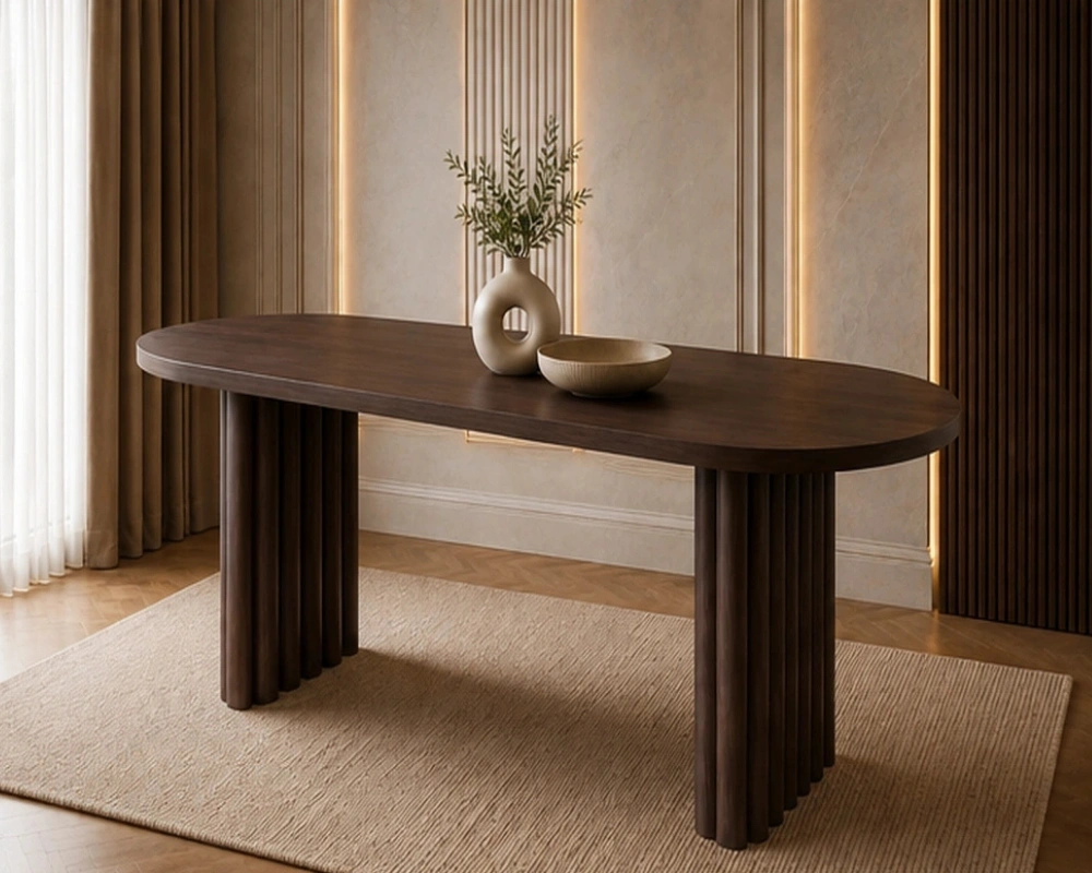 Table de Salle à Manger Ovale en Bois – Style Contemporain