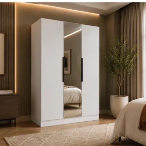 Armoire Moderne 3 Portes -Armoire 3 Portes Blanc - Armoire 3 Portes Style Scandinave - Armoire 3 Portes Beige ou Blanc - Armoire Neuf