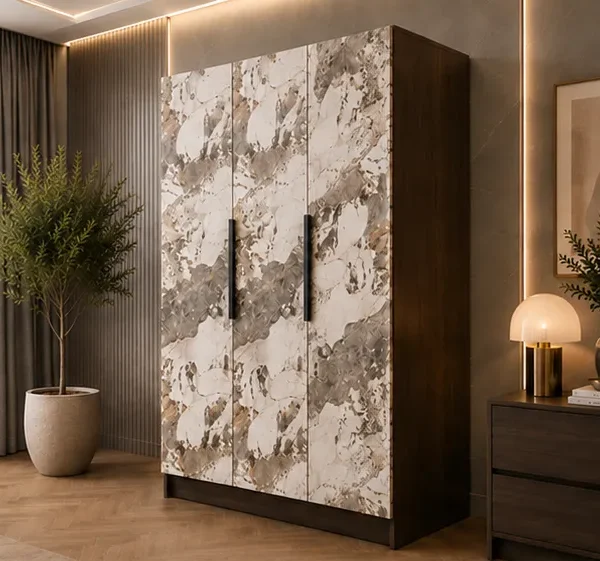 Armoire Moderne 3 Portes Grande Capacité - Armoire 3 Portes Style Scandinave - Armoire 3 Portes Beige ou Blanc - Armoire Neuf