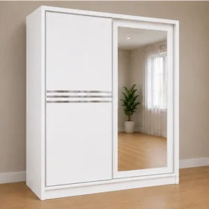Armoire Blanche à Portes Coulissantes Grand Miroir Pleine Longueur - Grande Capacité de Rangement - Design Moderne pour Chambre Adulte