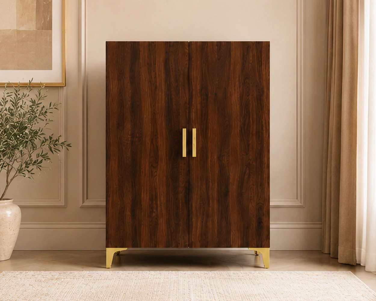 Meuble à Chaussures en Bois avec 2 Portes - Meuble à Chaussures Design avec Grand Rangement