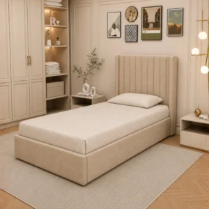 Lit 90x190 cm avec Coffre de Rangement – Tissu Velours Gris, Sommier à Lattes - Lit Coffre une places