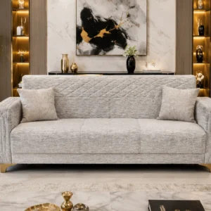 Canapé 3 places contemporain avec finition matelassée - Canapé contemporain beige clair – Confort et élégance