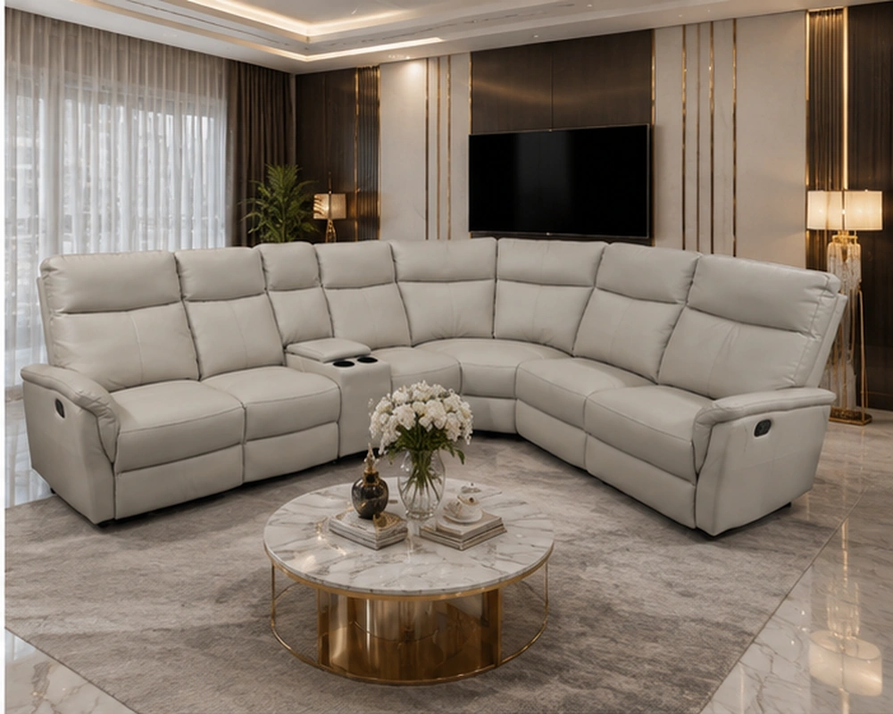 Canapé panoramique électrique blanc – Design luxueux - Canapé d’angle moderne blanc – Confort et élégance