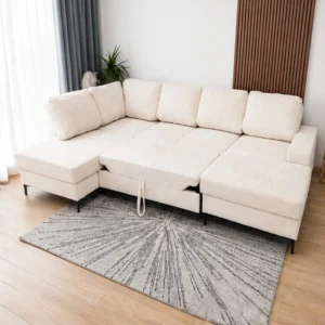 Canapé d'Angle Panoramique Convertible avec Coffres de Rangement - Canapé Modulable Moderne pour Salon - Canapé L-Shape - Corner Sofa