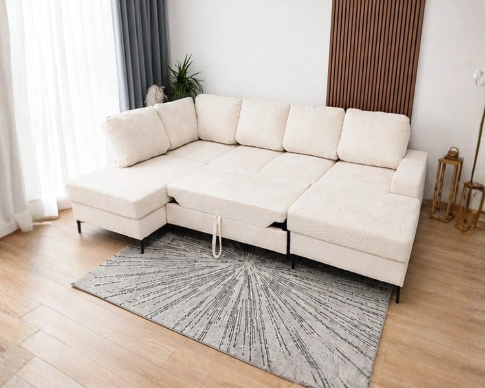 Canapé d'Angle Panoramique Convertible avec Coffres de Rangement - Canapé Modulable Moderne pour Salon - Canapé L-Shape - Corner Sofa