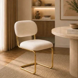 Chaise Beige Premium avec Pieds Dorés Élégants - Chaise Moderne avec Structure Métallique Dorée